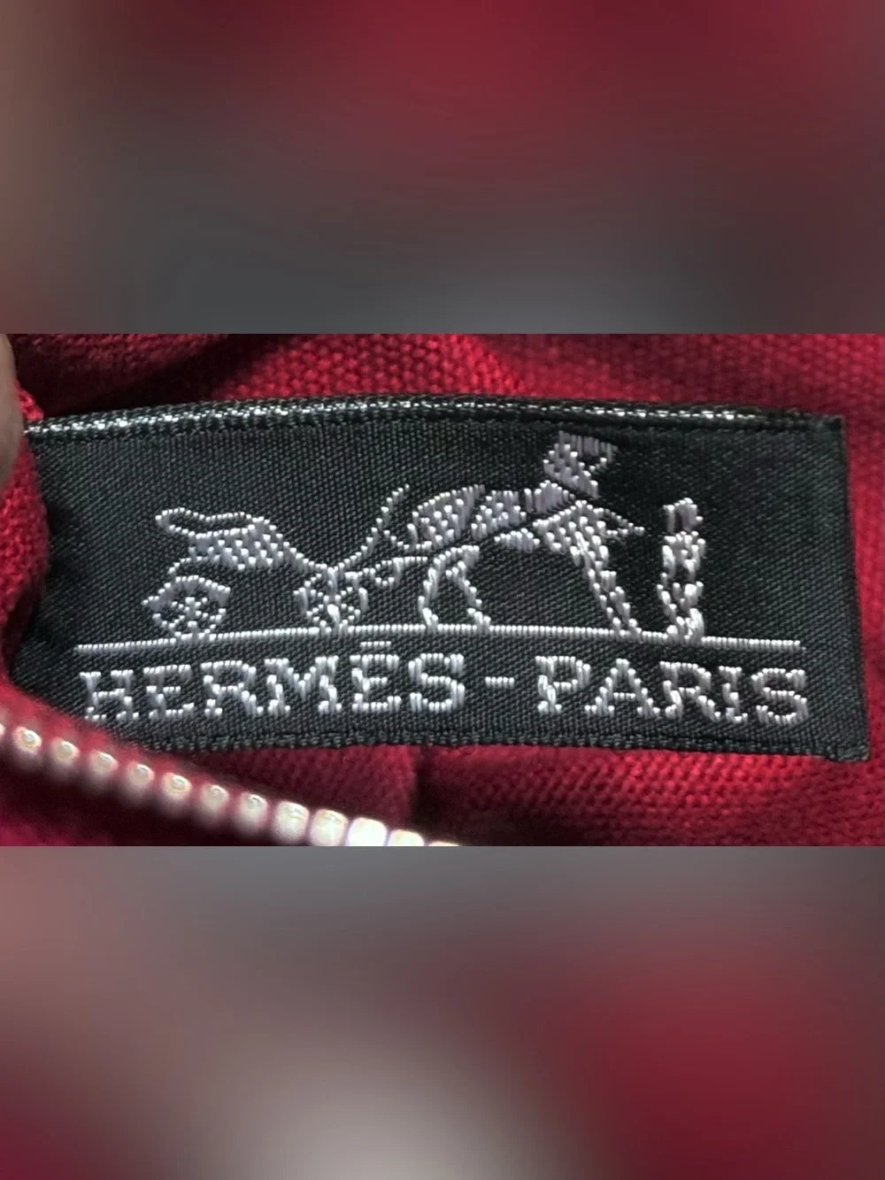 Hermes Magenta and Black Canvas Satchel
